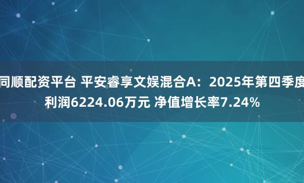 同顺配资平台 平安睿享文娱混合A：2025年第四季度利润6224.06万元 净值增长率7.24%